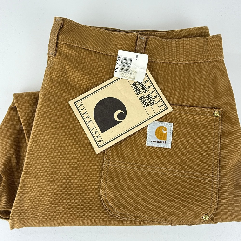 Carhartt Double Front Work Dungaree Pants Mens 46x28 62W Brown NWT NOS